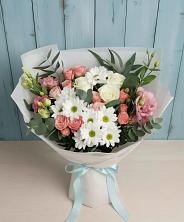 Букет цветов из:  Розы, Лизиантусы и Хризантемы в Шубном