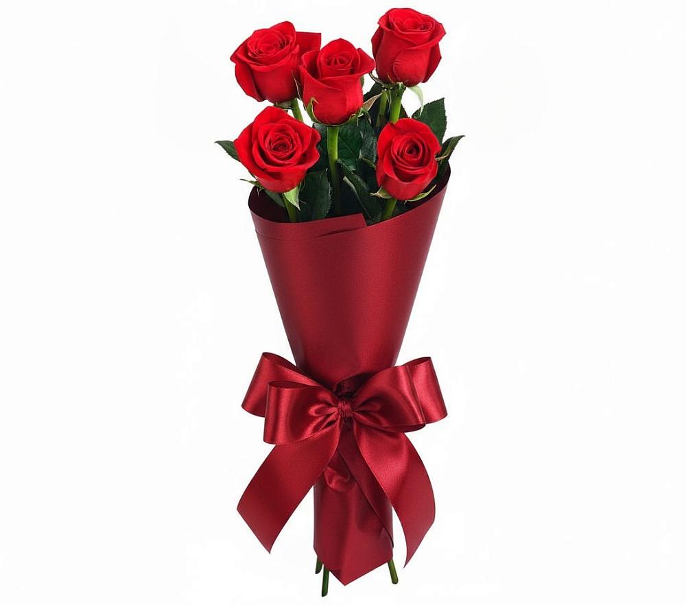 Букет 5 Красных роз Эдлесс Лав в Шубном