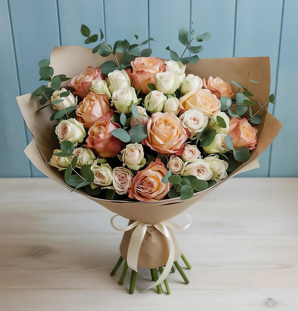 Букет цветов из: Альстромерии и Розы в Шубном