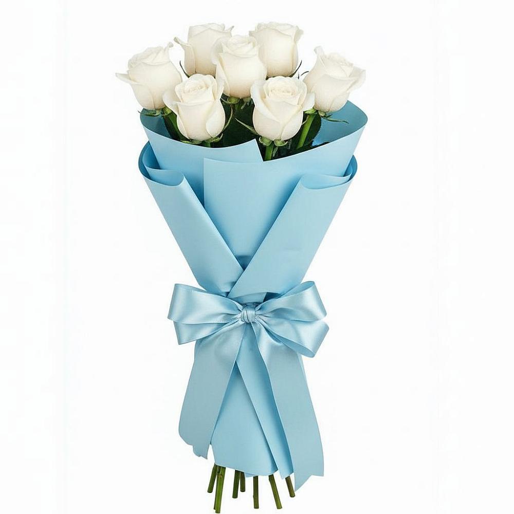 Букет 7 белых роз Проуд в Шубном