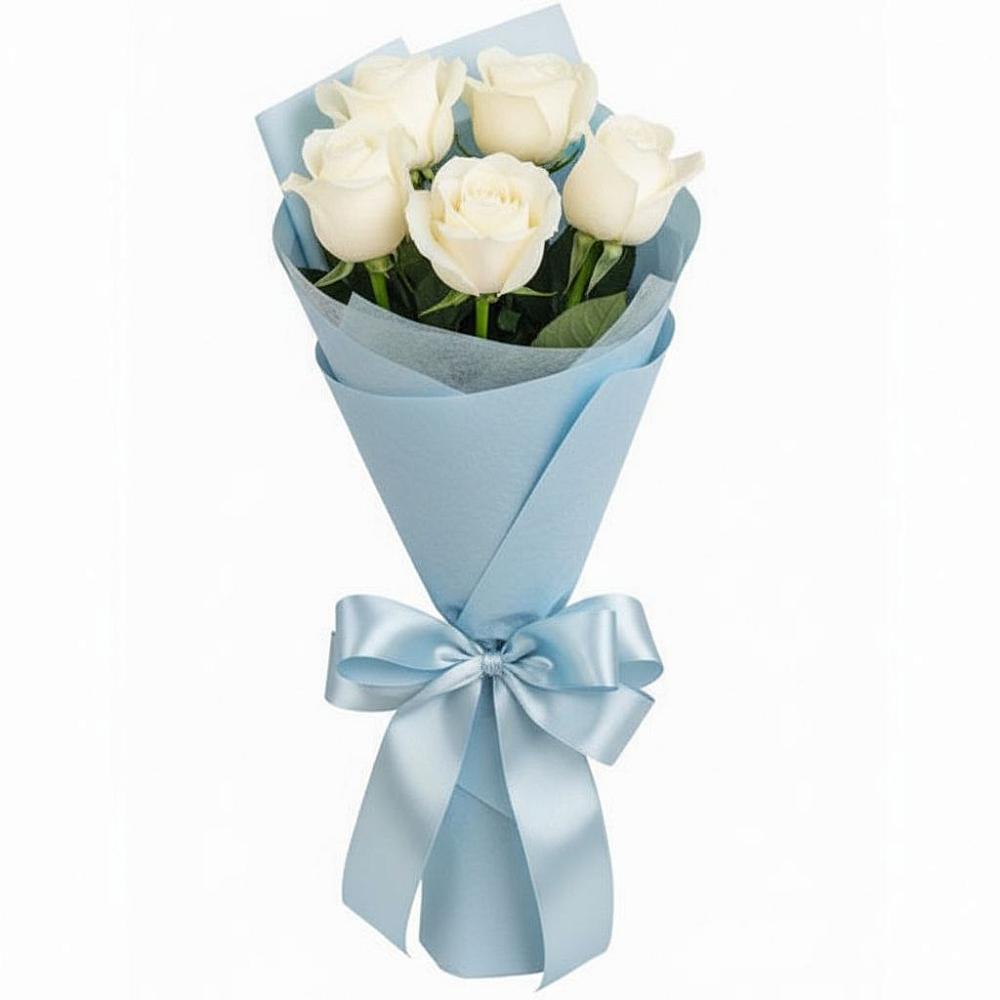 Букет 5 Белых роз Проуд в Шубном