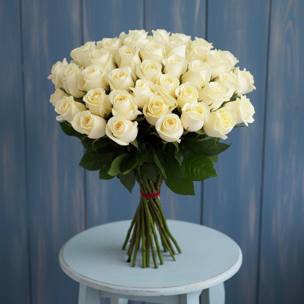 Букет 51 Белая роза Эдлесс Лав в Шубном