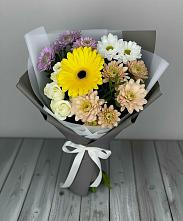 Букет цветов из:  Розы, Герберы и Хризантемы в Шубном