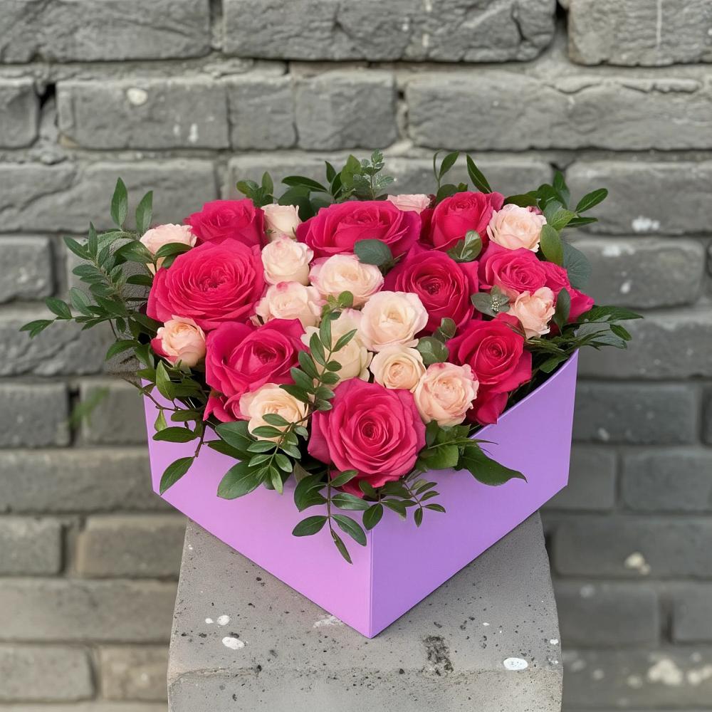 Цветочная композиция из Розы в коробке в Шубном