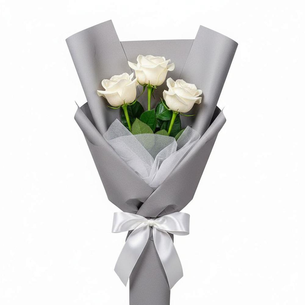 Букет 3 белые розы в Шубном