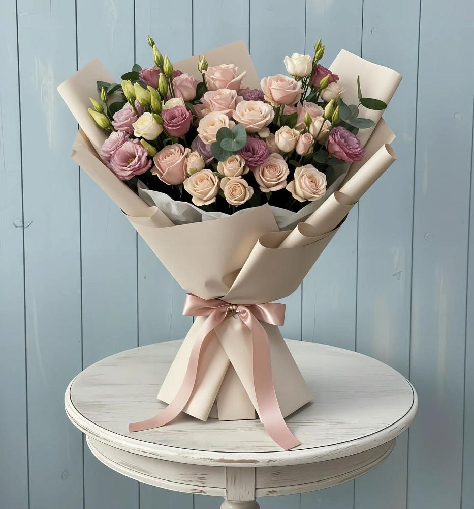 Букет цветов из: Розы и Лизиантусы в Шубном