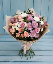 Букет цветов из:  Хризантемы, Розы и Альстромерии в Шубном