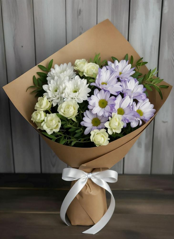 Букет цветов из: Хризантемы и Розы в Шубном